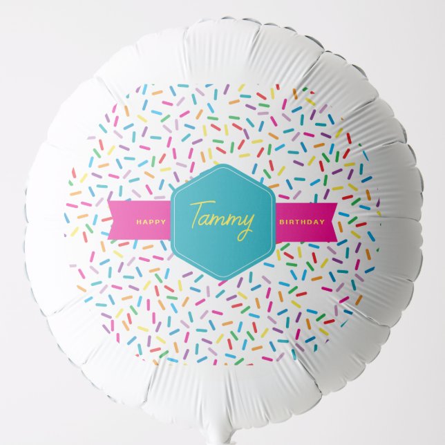 Colorful Rainbow Sprinkles Birthday Party Balloon (Front)