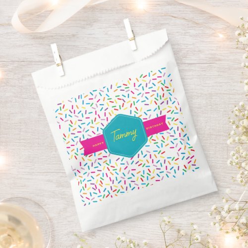 Colorful Rainbow Sprinkles Birthday Party Favor Bag