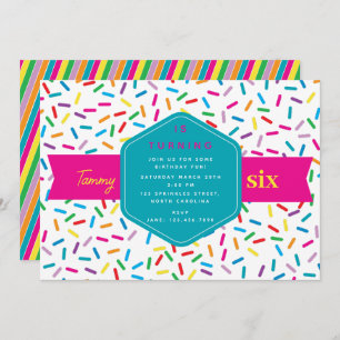 Colorful Rainbow Sprinkles Birthday Party Invitation