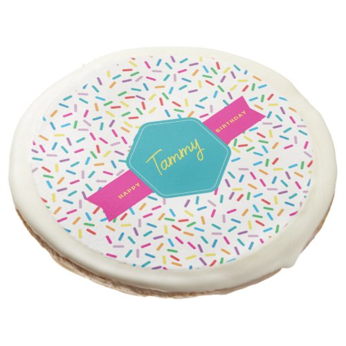 Colorful Rainbow Sprinkles Birthday Party Sugar Cookie