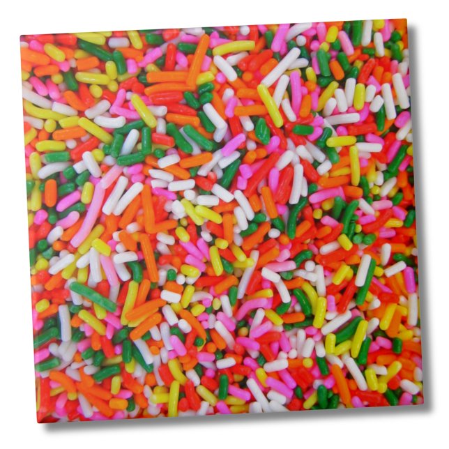 Colorful Rainbow Sprinkles Ceramic Tile (Fun Colorful Candy Sweet Pattern Rainbow Sprinkles ceramic tile)