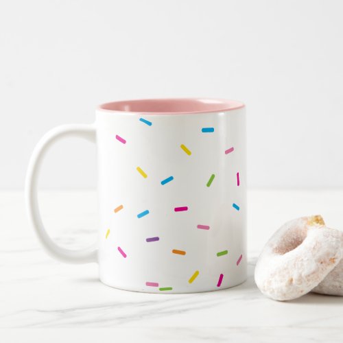 COLORFUL RAINBOW SPRINKLES cute fun bright modern Two_Tone Coffee Mug