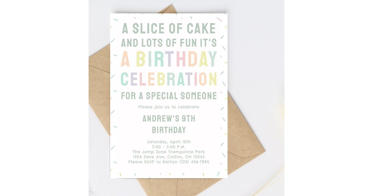 Colorful Rainbow Sprinkles Kids Birthday Party Invitation | Zazzle
