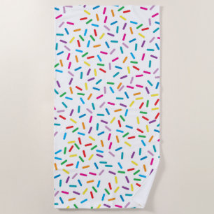 Colorful Rainbow Sprinkles Pattern Beach Towel