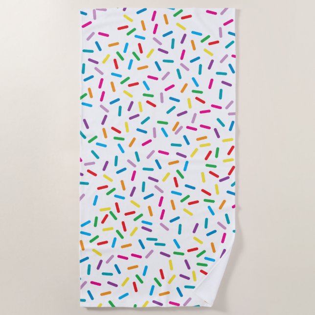Colorful Rainbow Sprinkles Pattern Beach Towel (Front)