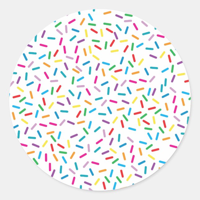 Colorful Rainbow Sprinkles Pattern Classic Round Sticker (Front)