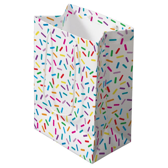 Colorful Rainbow Sprinkles Pattern Medium Gift Bag (Front Angled)