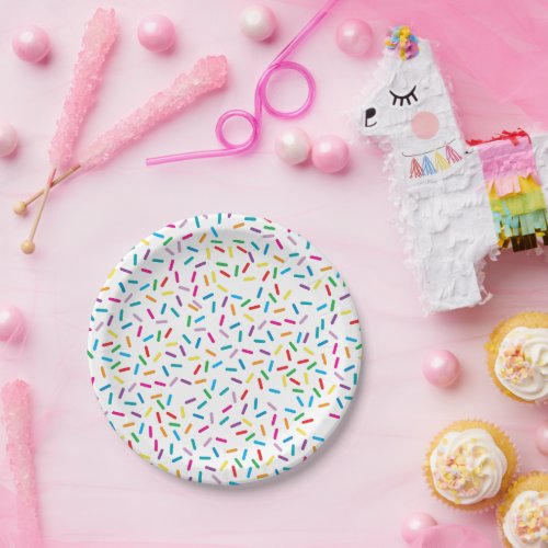 Colorful Rainbow Sprinkles Pattern Paper Plates