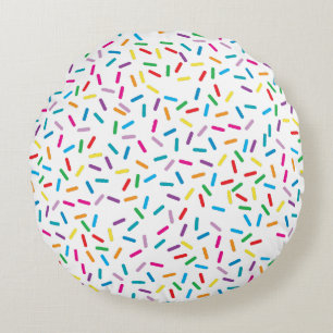 Colorful Rainbow Sprinkles Pattern Round Pillow