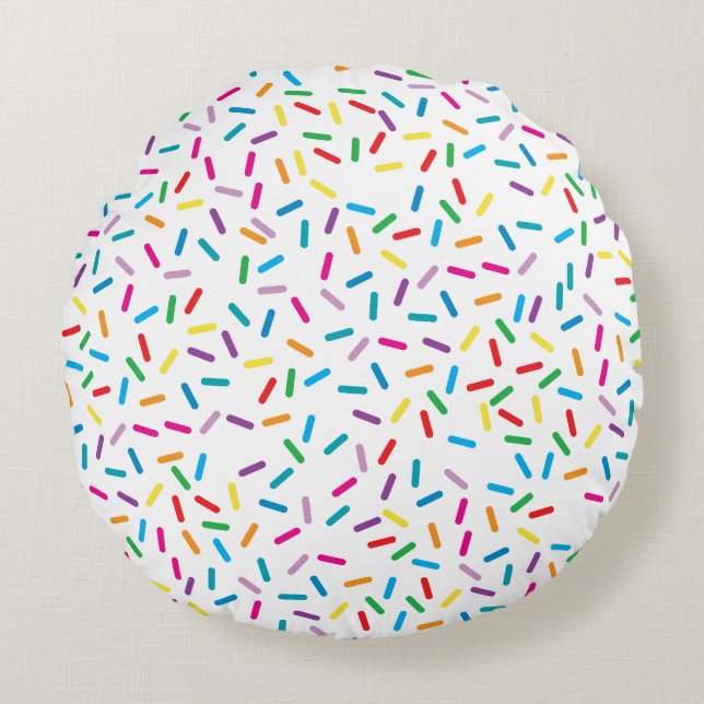 Colorful Rainbow Sprinkles Pattern Round Pillow (Front)