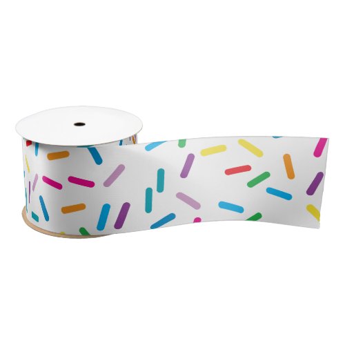 Colorful Rainbow Sprinkles Pattern Satin Ribbon