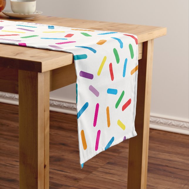 Colorful Rainbow Sprinkles Pattern Short Table Runner (In Situ)