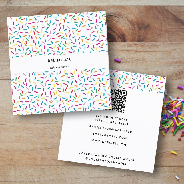 Colorful Rainbow Sprinkles Pattern Square Business Card (Colorful Rainbow Sprinkles Pattern Square Business Card)