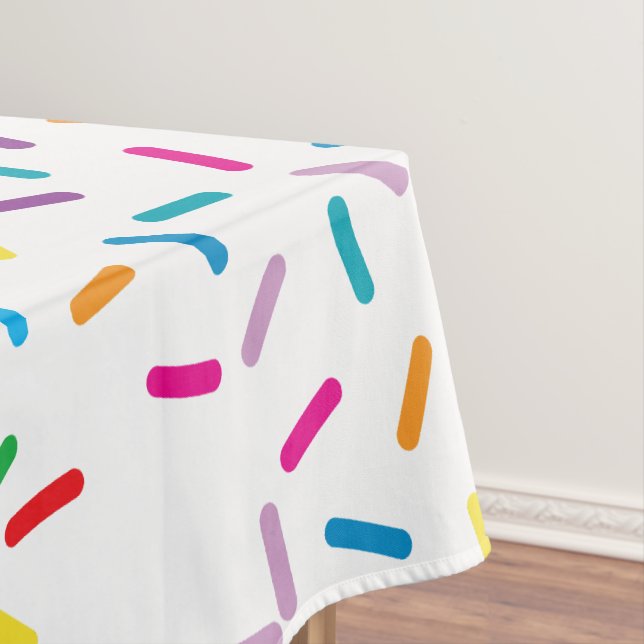 Colorful Rainbow Sprinkles Pattern Tablecloth (In Situ)