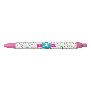 Colorful Rainbow Sprinkles Retro Monogram Pen