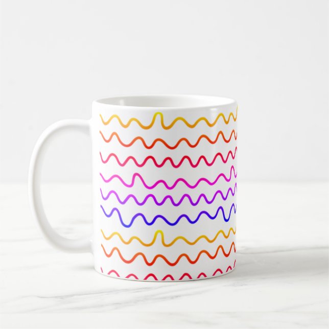 Colorful Rainbow Squiggly Lines Minimal Modern Coffee Mug (Left)