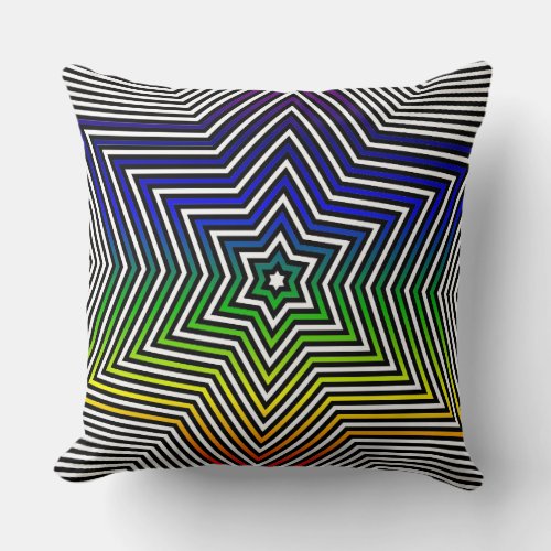 Colorful Rainbow Star Pillow Red Yellow Blue Green