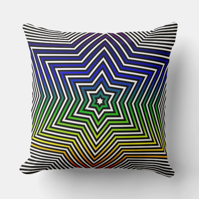 Colorful Rainbow Star Pillow Red Yellow Blue Green (Front)