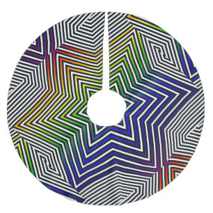 Colorful Rainbow Star Red Blue Green Holiday Gifts Brushed Polyester Tree Skirt