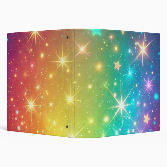 Colorful Rainbow star space 3 Ring Binder (Background)
