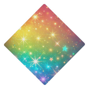 Colorful Rainbow star space Graduation Cap Topper