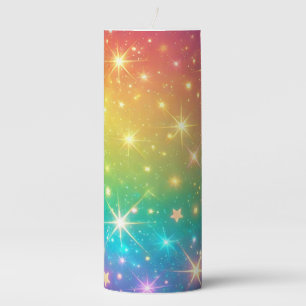 Colorful Rainbow star space Pillar Candle