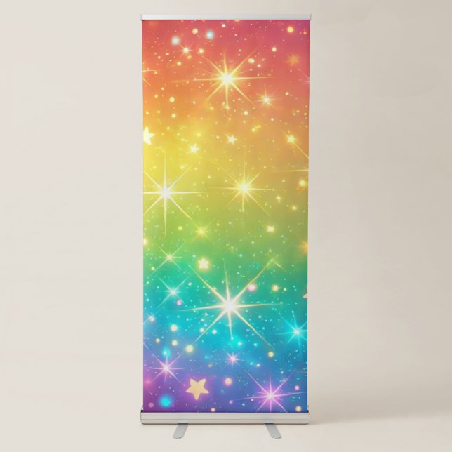 Colorful Rainbow star space Retractable Banner (Front)