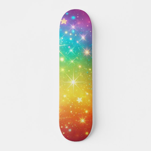Colorful Rainbow star space Skateboard (Front)