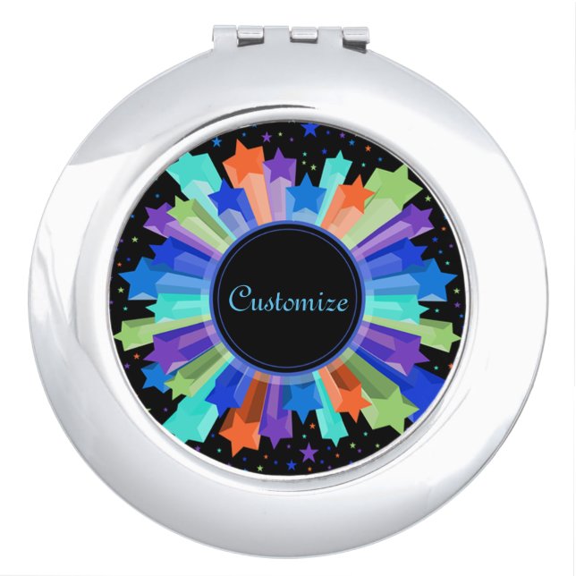 Colorful Rainbow Starburst Compact Mirror (Front)