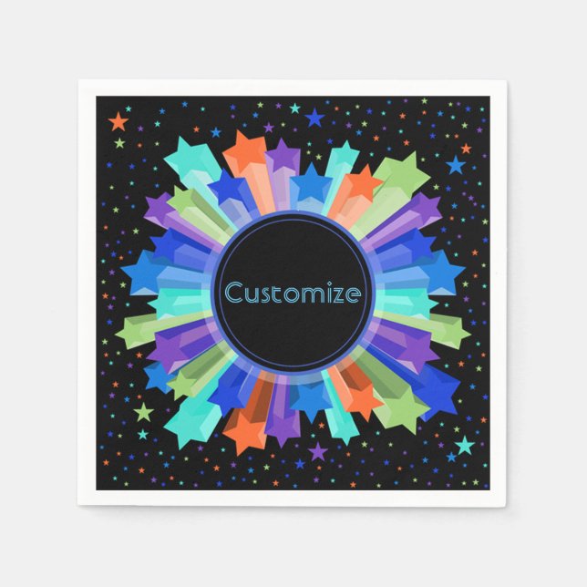 Colorful Rainbow Starburst Party Napkins (Front)