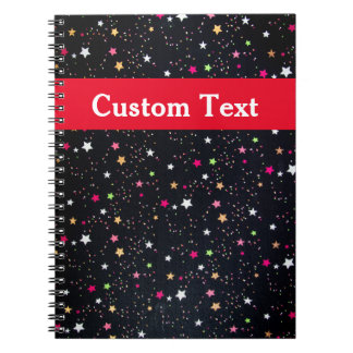 Colorful Rainbow Stars Cute Black Notebook