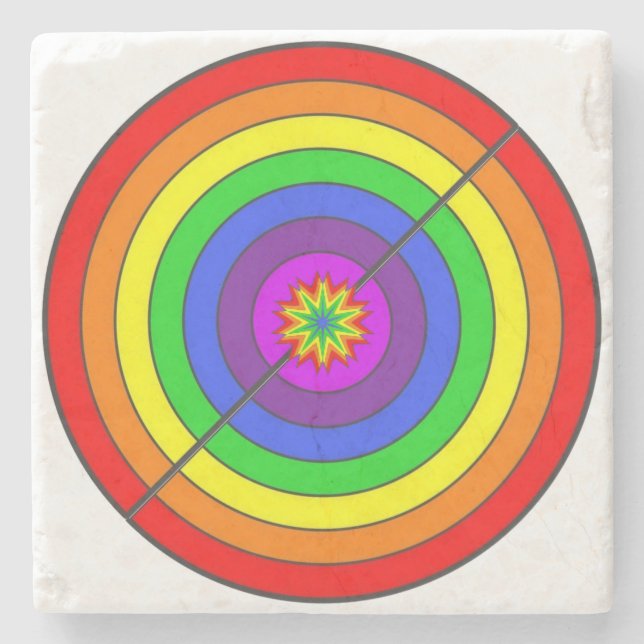 Colorful rainbow stone coaster (Front)