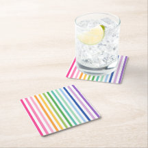 Colorful Rainbow Stripe Paper Coaster