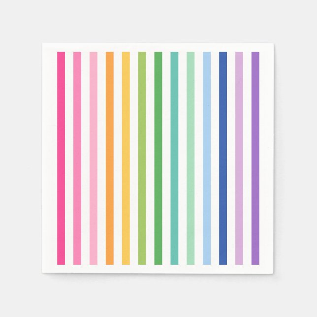Colorful Rainbow Stripe Party Napkins (Front)