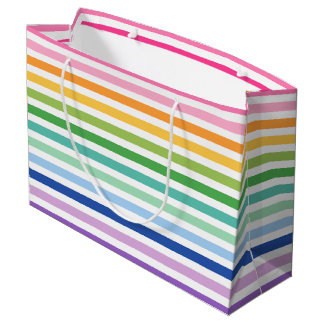 Colorful Rainbow Stripe Pattern Large Gift Bag