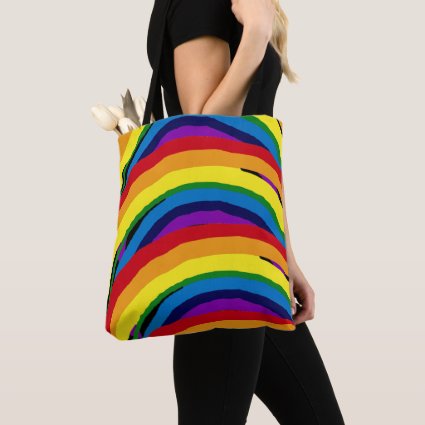 Colorful Rainbow Striped Abstract Tote Bag