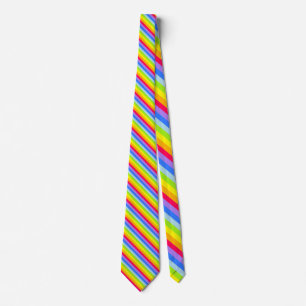 Colorful rainbow striped bright neck tie