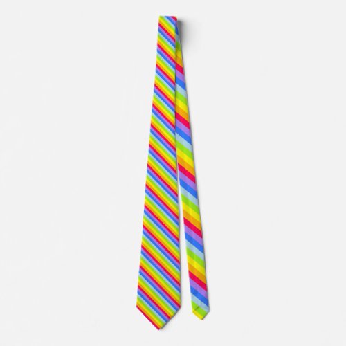 Colorful rainbow striped bright neck tie