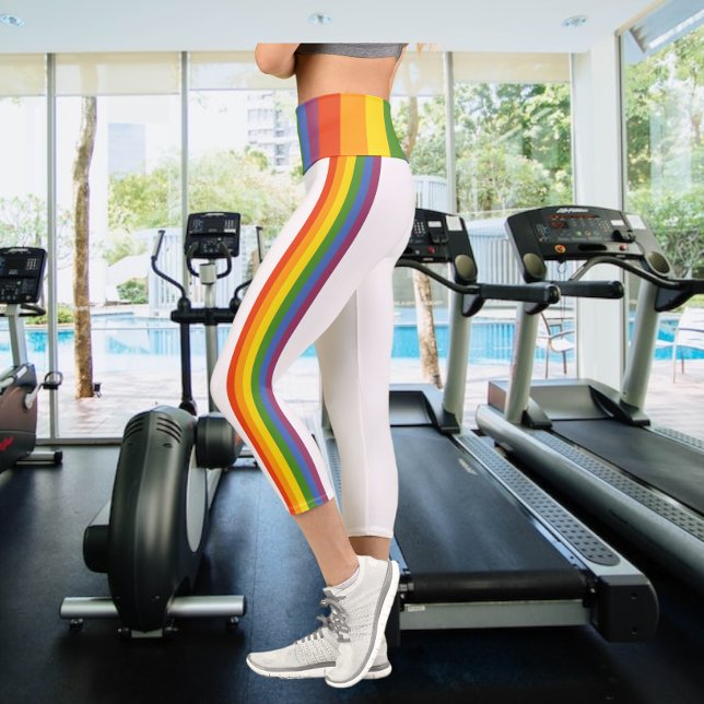 Colorful Rainbow Striped Pattern Capri Leggings (Creator Uploaded)