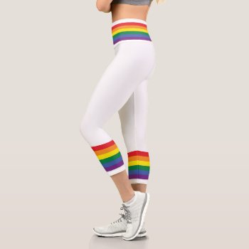 Colorful Rainbow Striped Pattern Capri Leggings by Neurotic_Designs at Zazzle