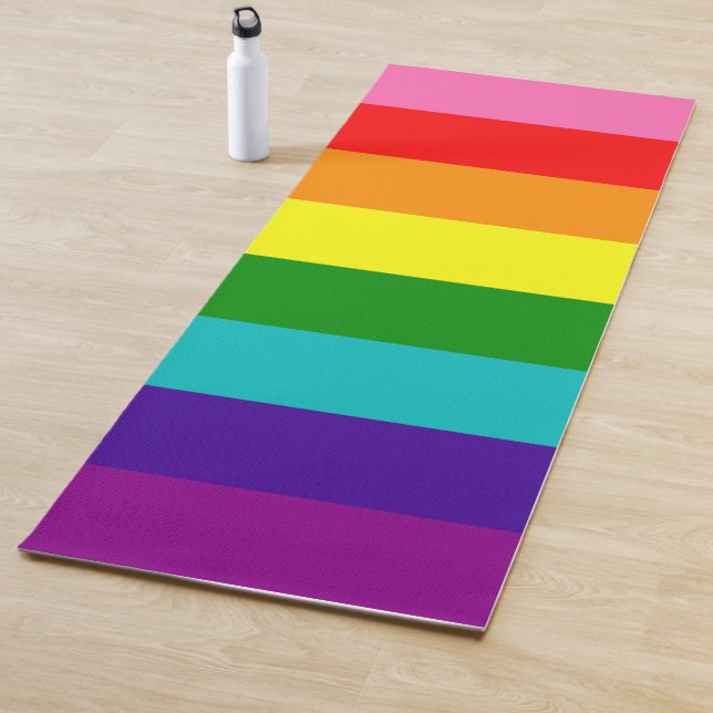 Colorful Rainbow Striped Pattern Yoga Mat (In Situ)