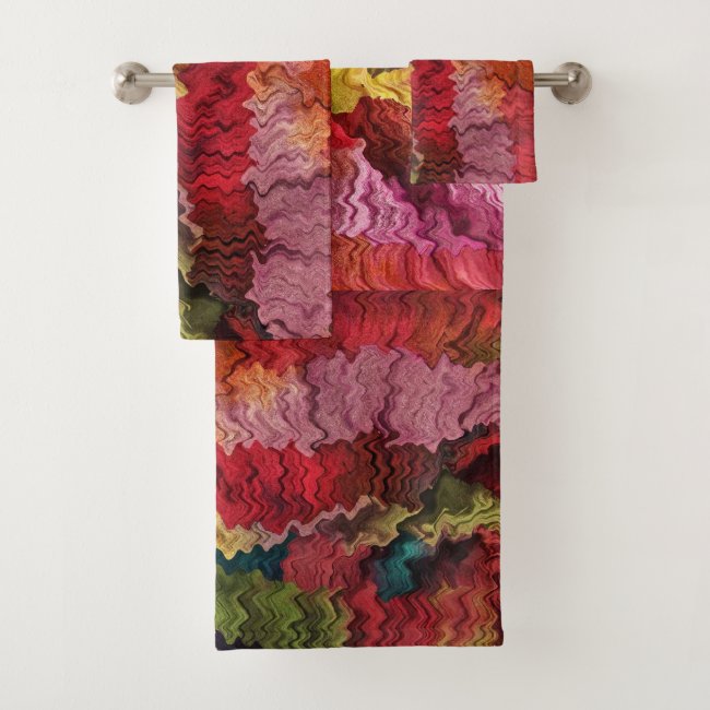 Colorful Rainbow Stripes Abstract Bath Towel Set
