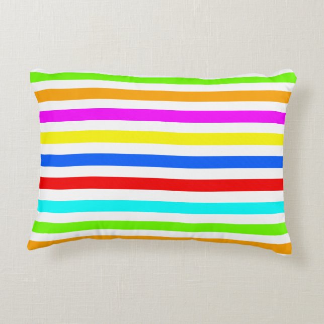 Colorful Rainbow Stripes  Accent Pillow (Back)