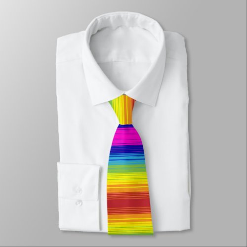 Colorful Rainbow Stripes art pattern background Neck Tie