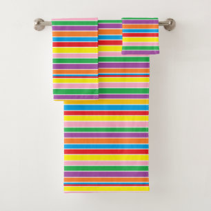 Colorful Rainbow Stripes Bath Towel Set
