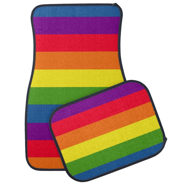 Colorful Rainbow Stripes Car Mat (Set)