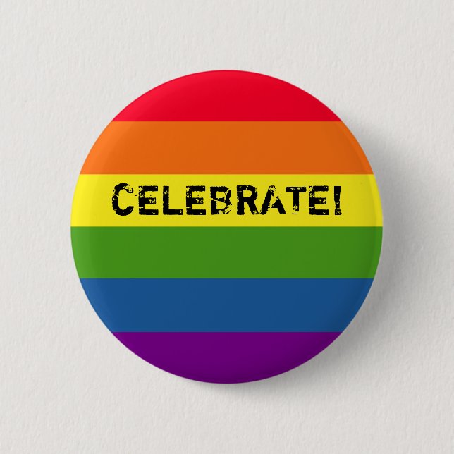 Colorful Rainbow Stripes Celebration Button (Front)