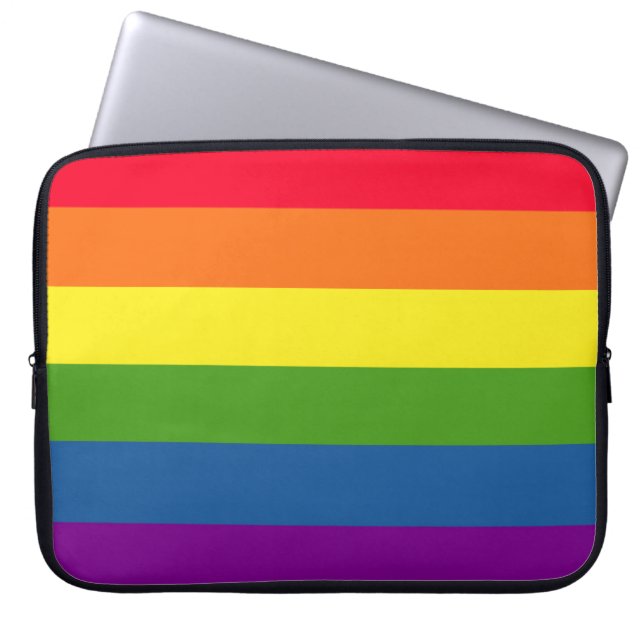 Colorful Rainbow Stripes Celebration Laptop Sleeve (Front)