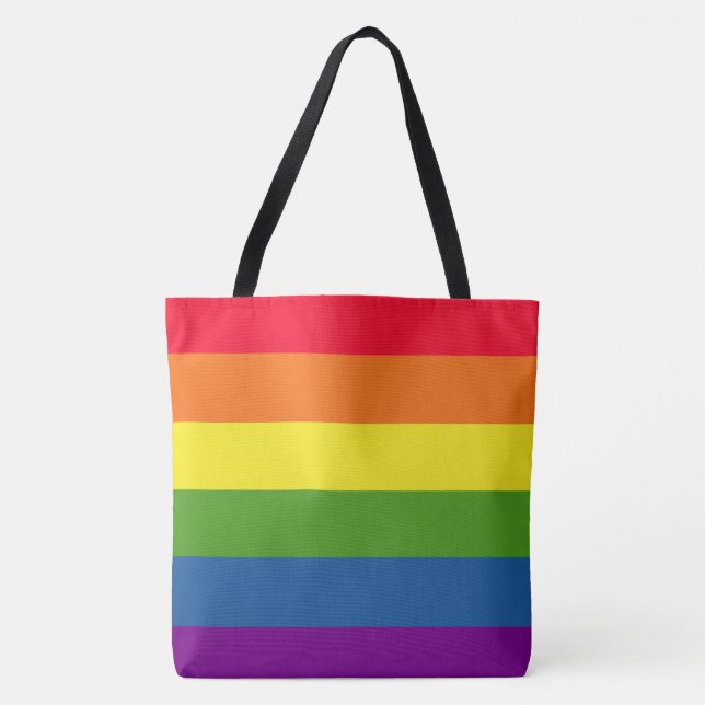 Colorful Rainbow Stripes Celebration Tote Bag (Front)