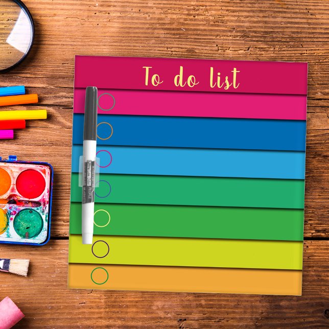 Colorful Rainbow Stripes Cute To Do List Dry Erase Board (Creator Uploaded)